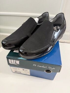 Drew Women's Padua 10.5W Black Calf/Patent Zip Diabetic Comfort